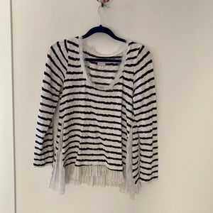 Anthropologie Black and White Striped Long Sleeve